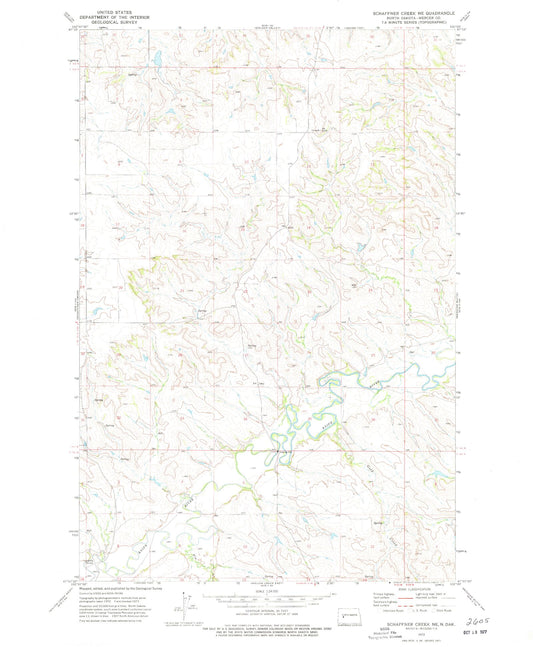 Classic USGS Schaffner Creek NE North Dakota 7.5'x7.5' Topo Map Image