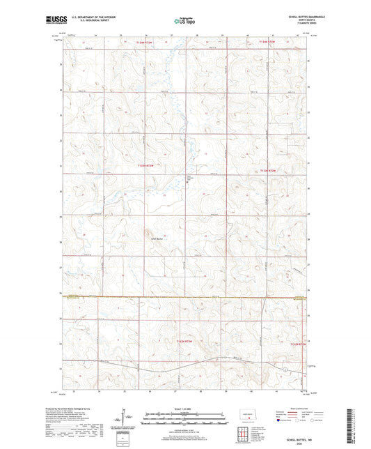 Schell Buttes North Dakota US Topo Map Image