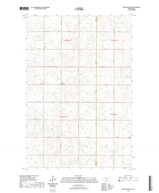 Schell Buttes NW North Dakota US Topo Map Image