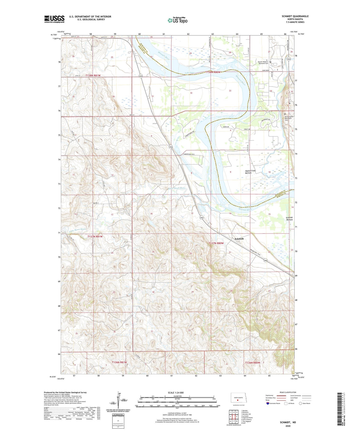 Schmidt North Dakota US Topo Map Image