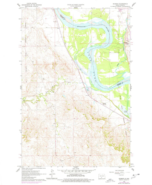 Classic USGS Schmidt North Dakota 7.5'x7.5' Topo Map Image