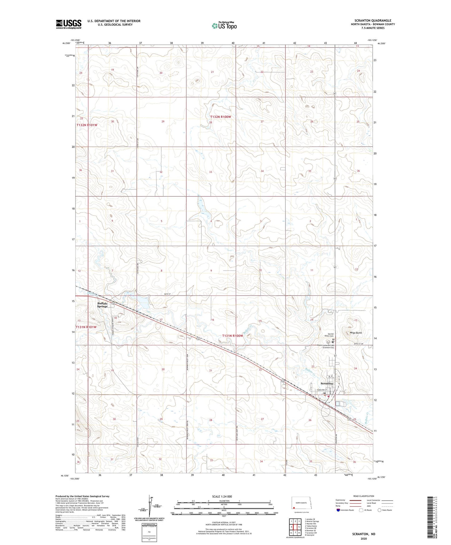 Scranton North Dakota US Topo Map Image