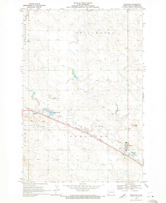 Classic USGS Scranton North Dakota 7.5'x7.5' Topo Map Image