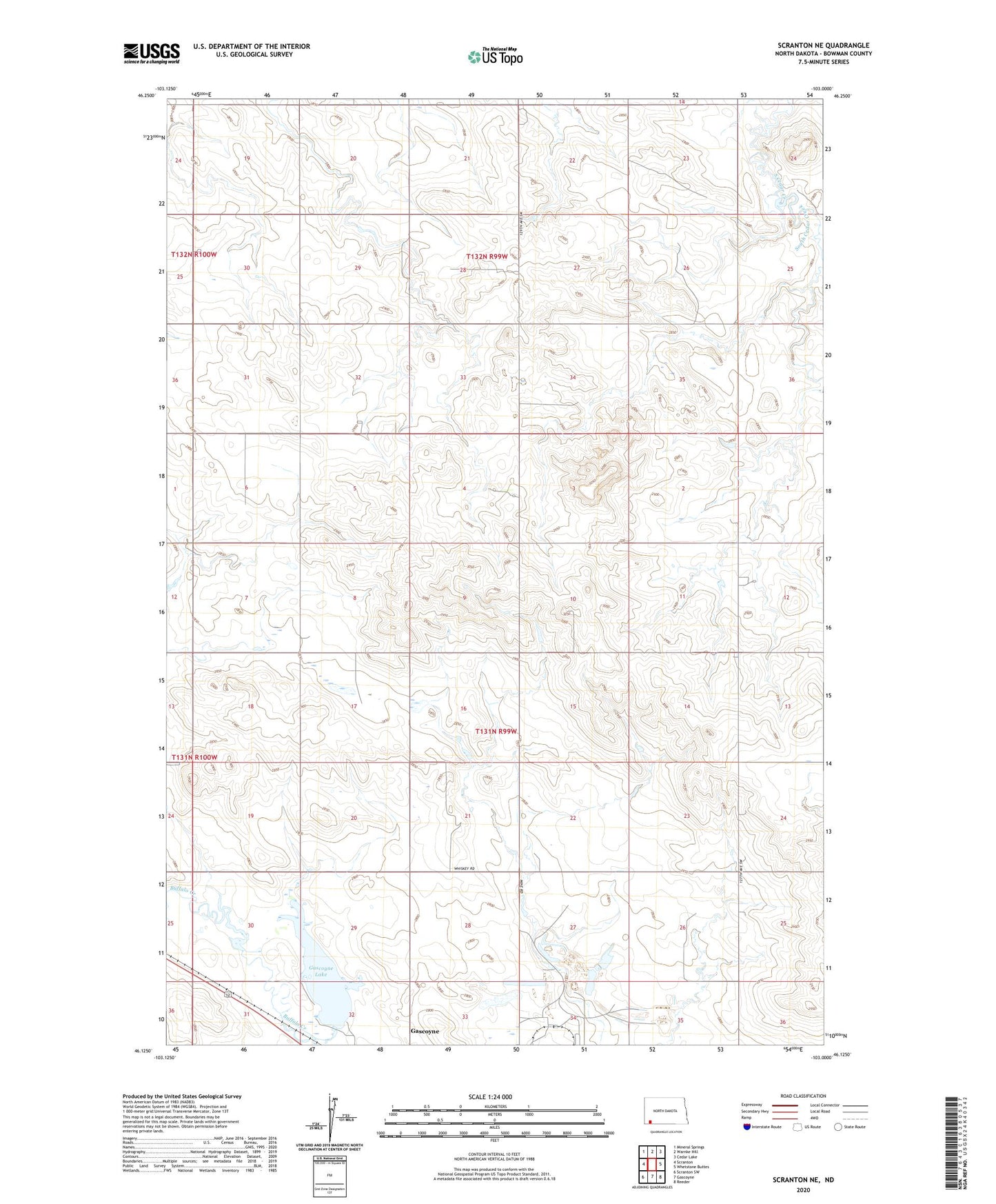 Scranton NE North Dakota US Topo Map Image