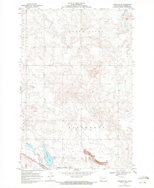 Classic USGS Scranton NE North Dakota 7.5'x7.5' Topo Map Image