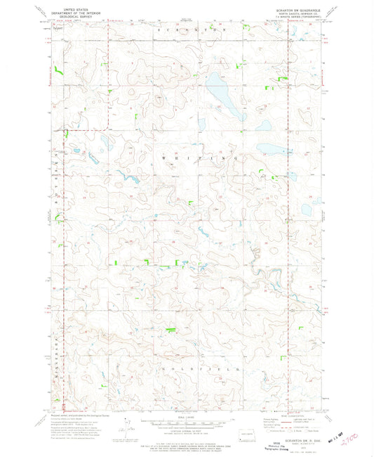 Classic USGS Scranton SW North Dakota 7.5'x7.5' Topo Map Image