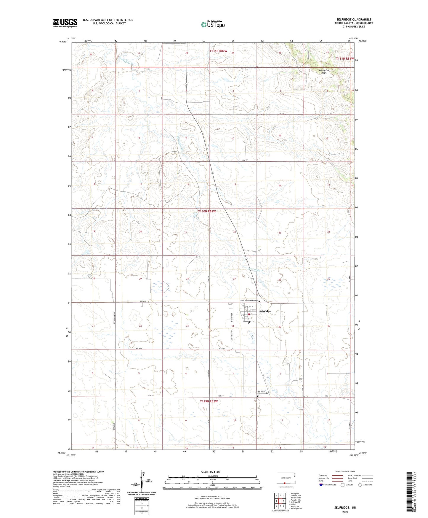 Selfridge North Dakota US Topo Map Image