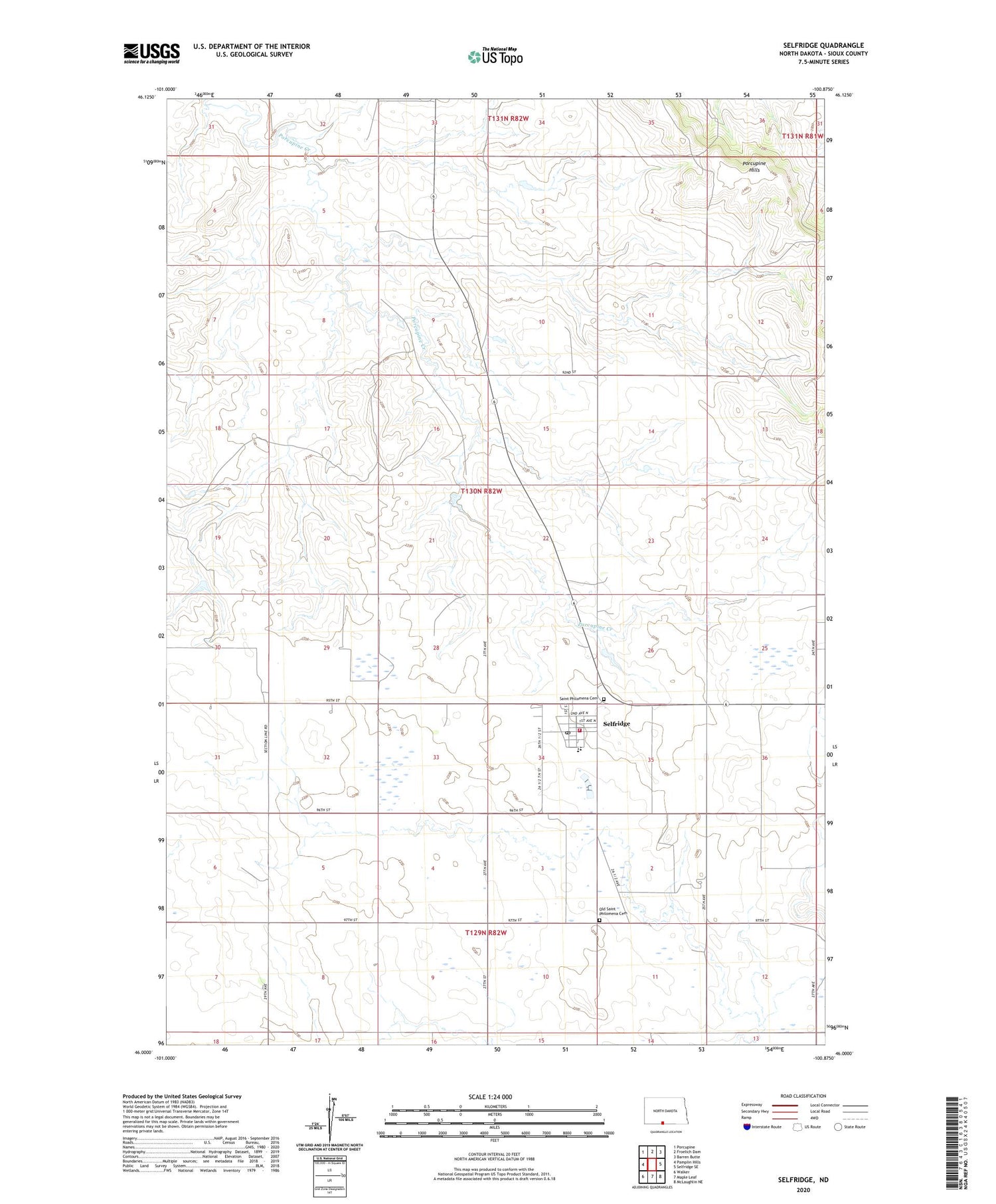 Selfridge North Dakota US Topo Map Image