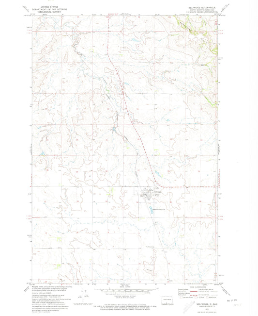 Classic USGS Selfridge North Dakota 7.5'x7.5' Topo Map Image