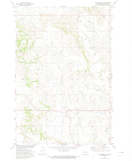 Classic USGS Selfridge SE North Dakota 7.5'x7.5' Topo Map Image