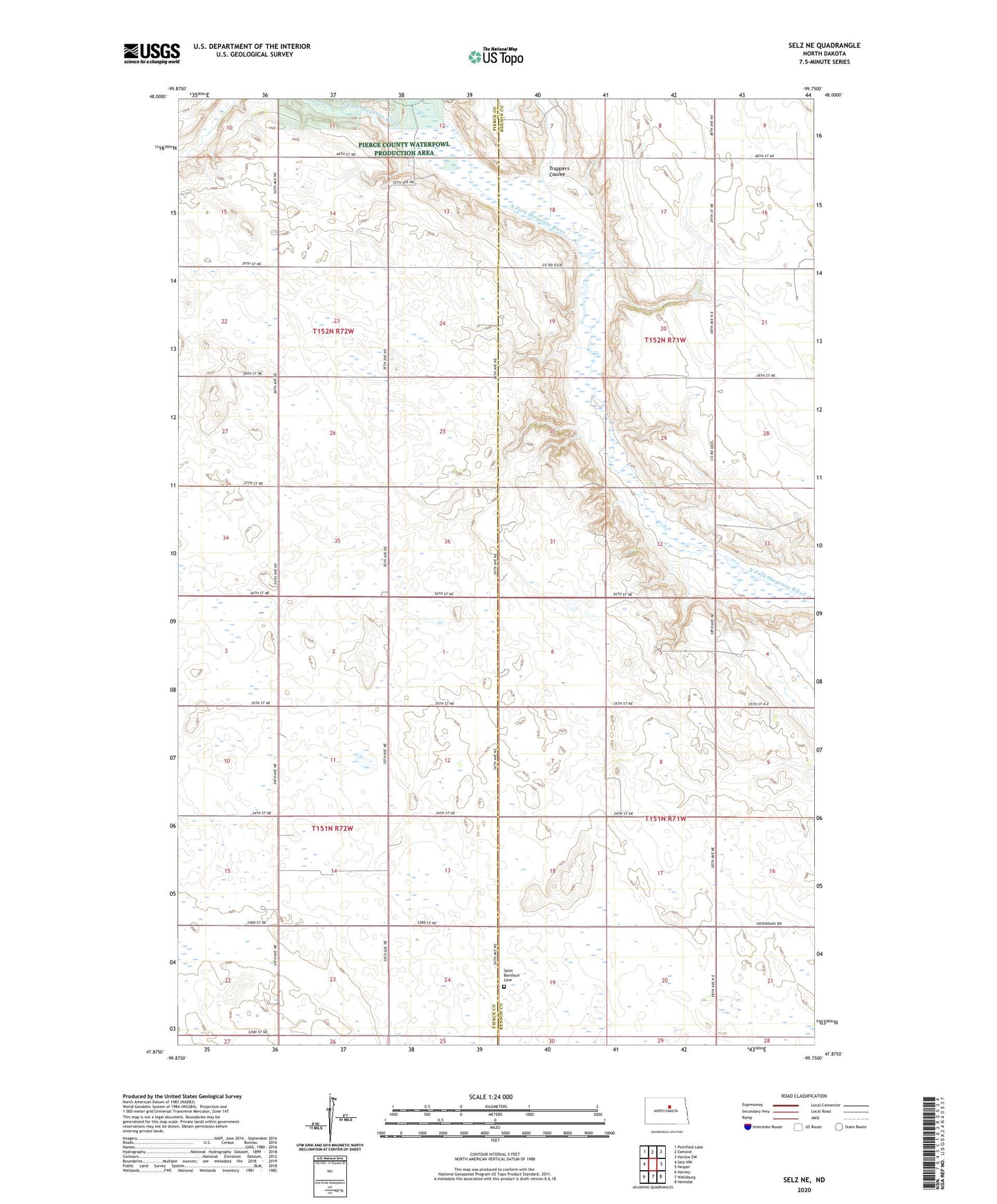 Selz NE North Dakota US Topo Map Image