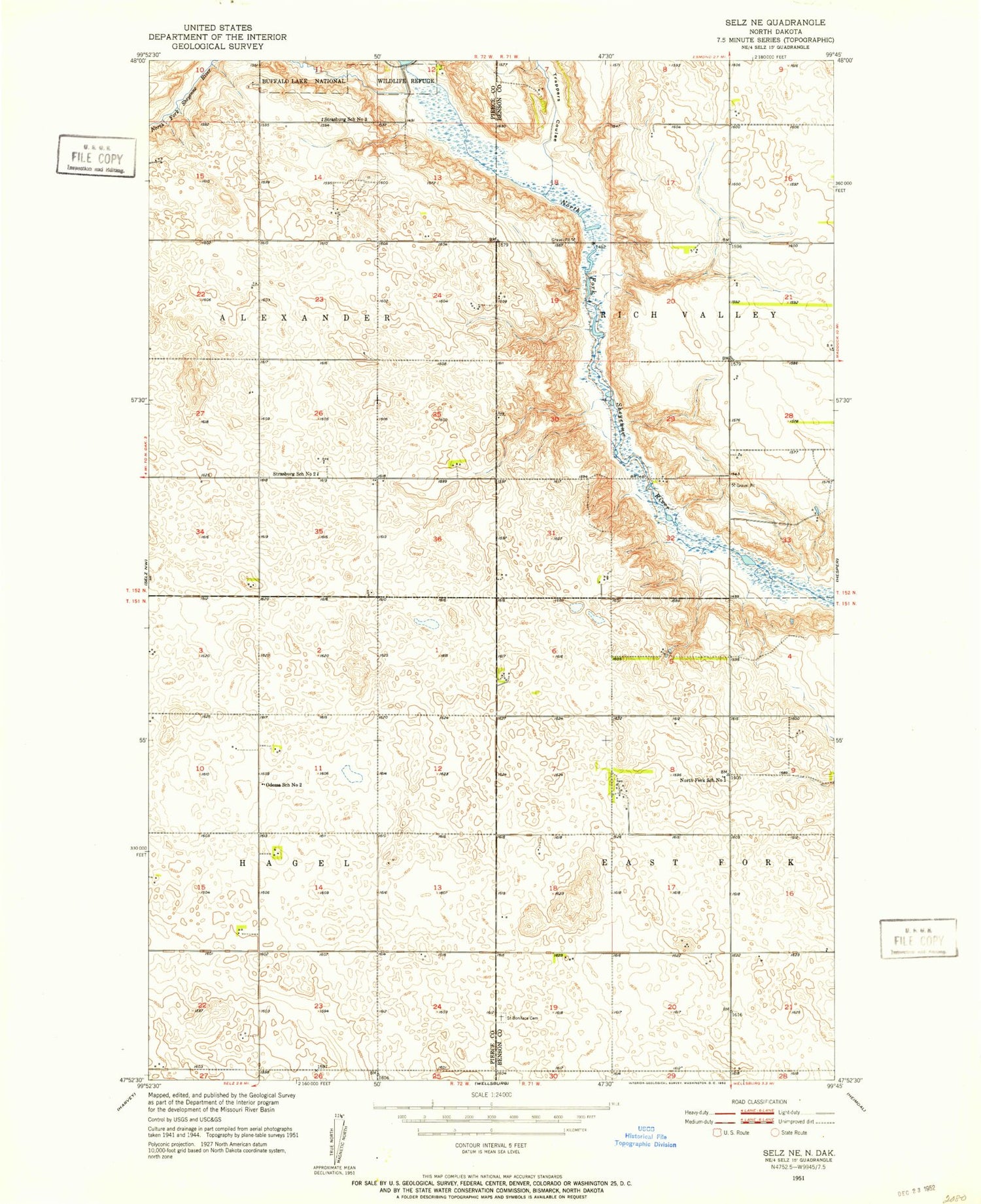 Classic USGS Selz NE North Dakota 7.5'x7.5' Topo Map Image