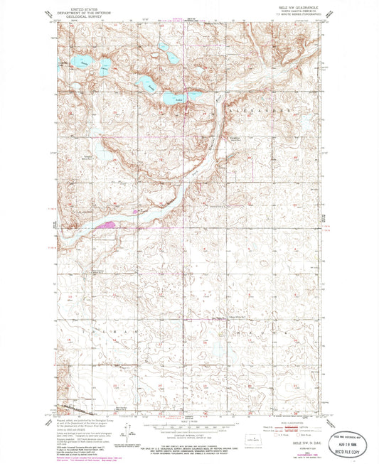 Classic USGS Selz NW North Dakota 7.5'x7.5' Topo Map Image