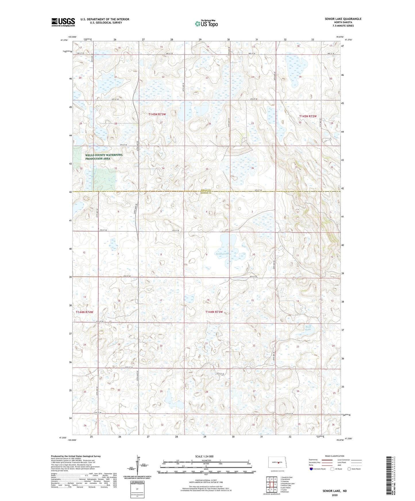 Senior Lake North Dakota US Topo Map Image