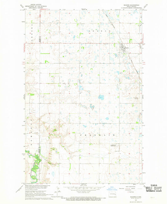 Classic USGS Sharon North Dakota 7.5'x7.5' Topo Map Image