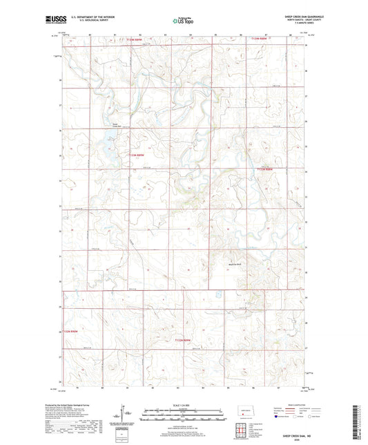 Sheep Creek Dam North Dakota US Topo Map Image