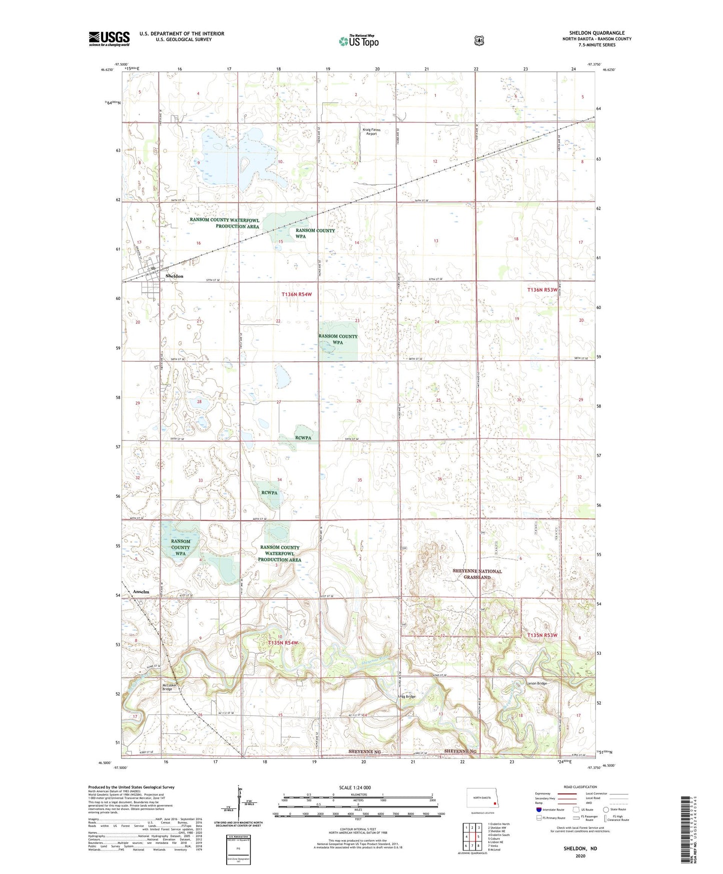 Sheldon North Dakota US Topo Map Image