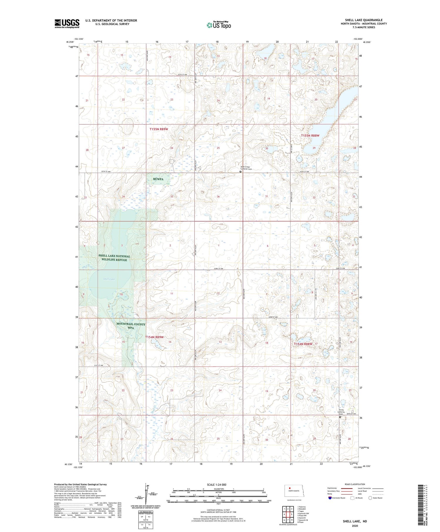 Shell Lake North Dakota US Topo Map Image