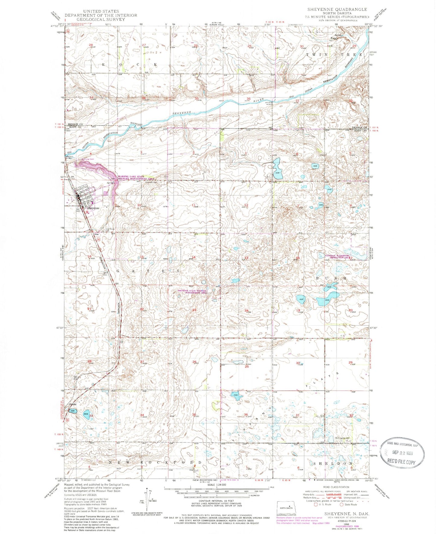 Classic USGS Sheyenne North Dakota 7.5'x7.5' Topo Map Image
