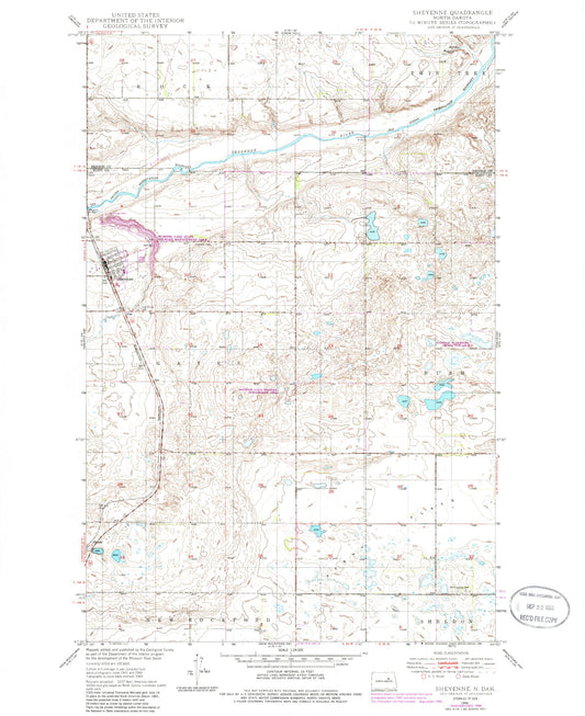 Classic USGS Sheyenne North Dakota 7.5'x7.5' Topo Map Image