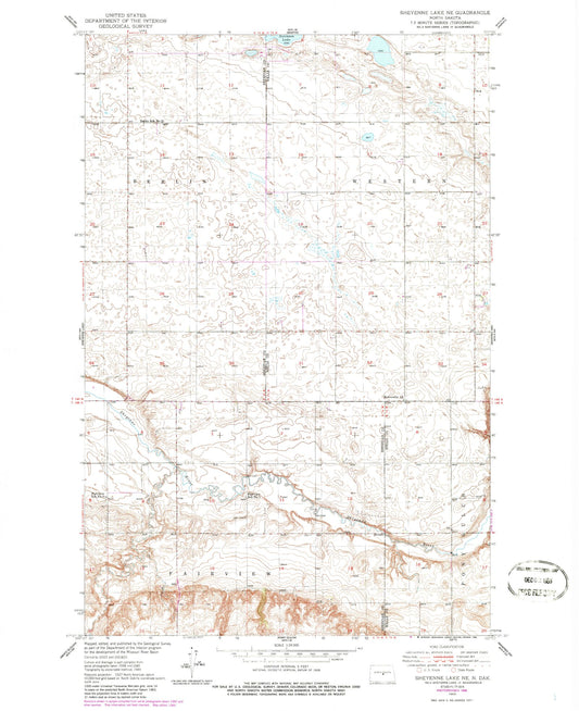 Classic USGS Sheyenne Lake NE North Dakota 7.5'x7.5' Topo Map Image