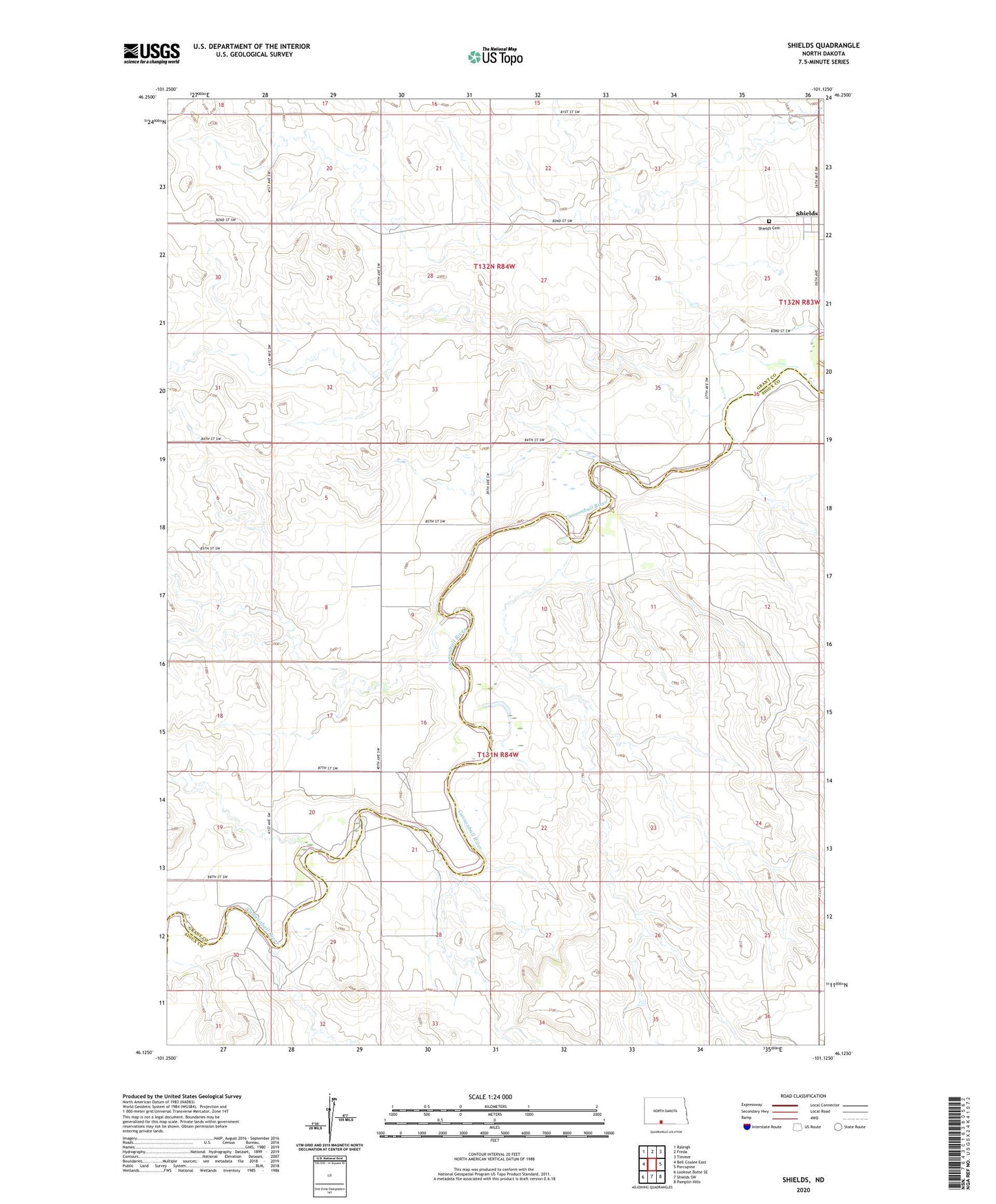 Shields North Dakota US Topo Map Image