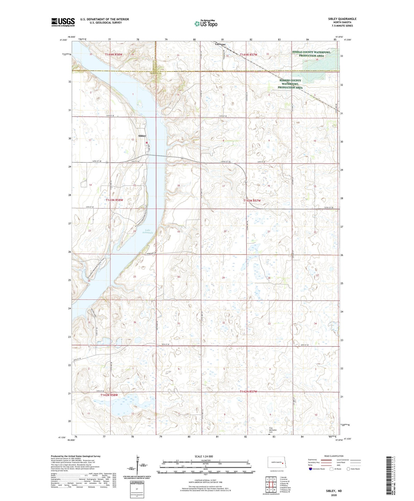 Sibley North Dakota US Topo Map Image