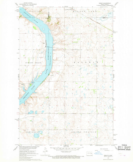 Classic USGS Sibley North Dakota 7.5'x7.5' Topo Map Image