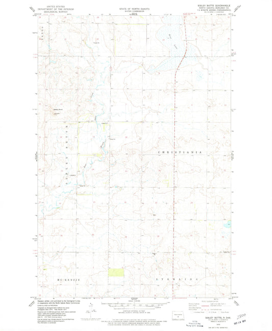 Classic USGS Sibley Butte North Dakota 7.5'x7.5' Topo Map Image