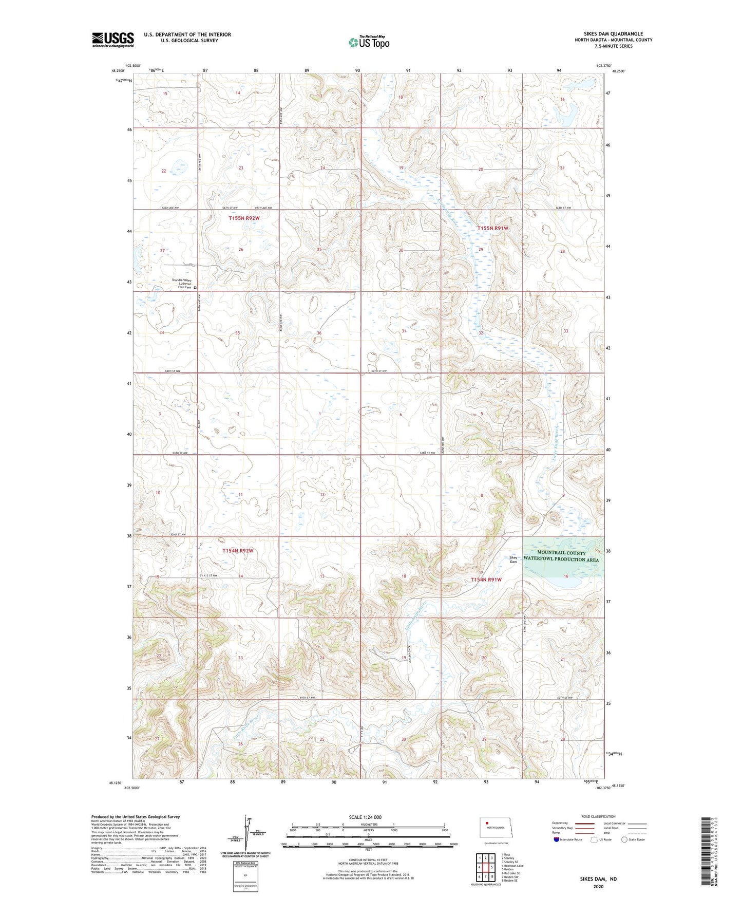 Sikes Dam North Dakota US Topo Map Image
