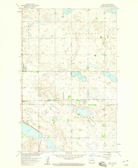 Classic USGS Silva North Dakota 7.5'x7.5' Topo Map Image