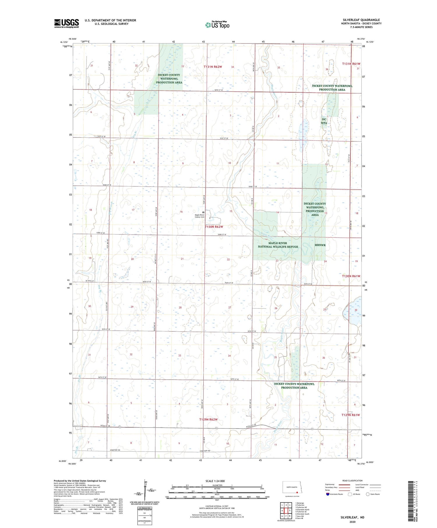 Silverleaf North Dakota US Topo Map Image