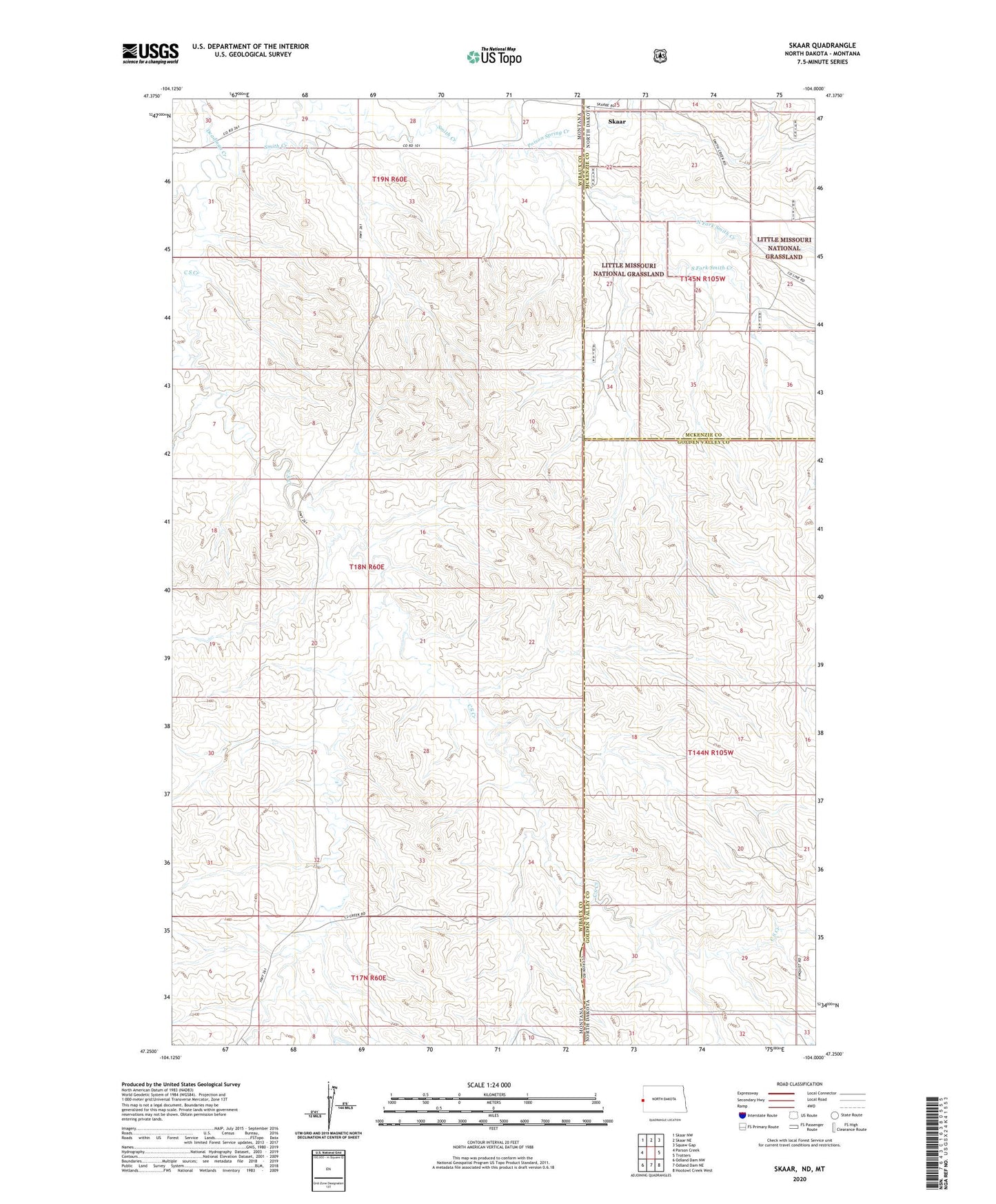 Skaar North Dakota US Topo Map Image
