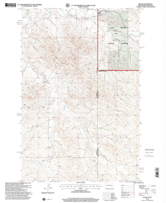 Classic USGS Skaar North Dakota 7.5'x7.5' Topo Map Image