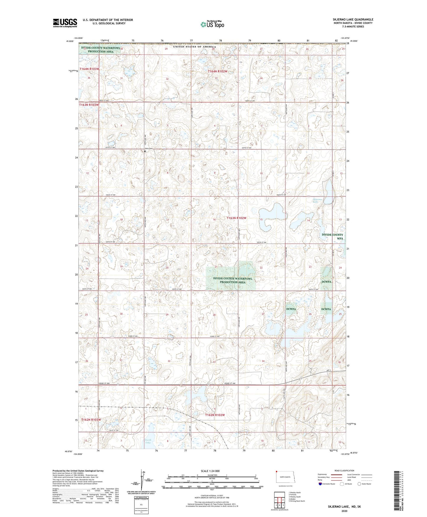 Skjermo Lake North Dakota US Topo Map Image
