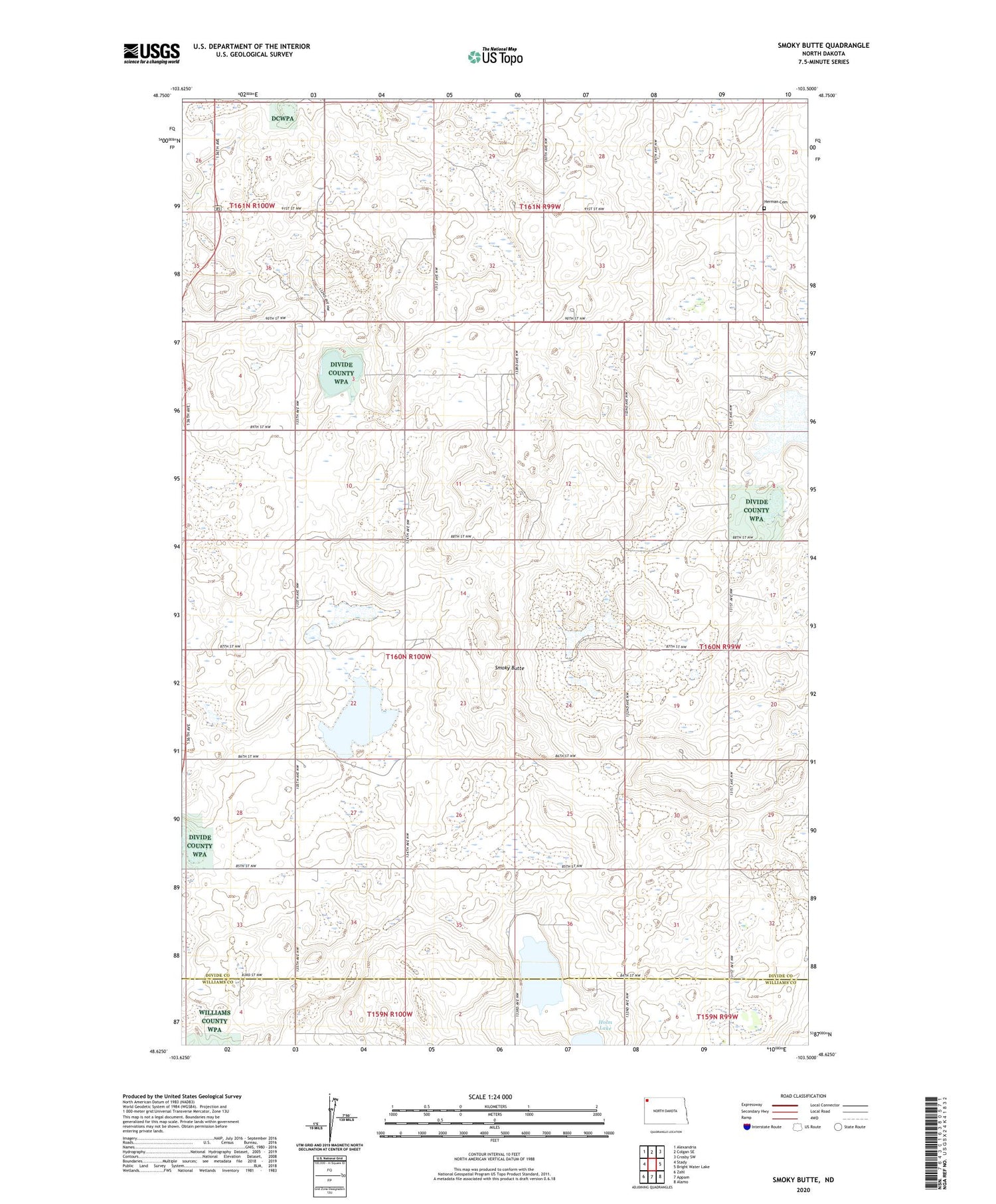 Smoky Butte North Dakota US Topo Map Image