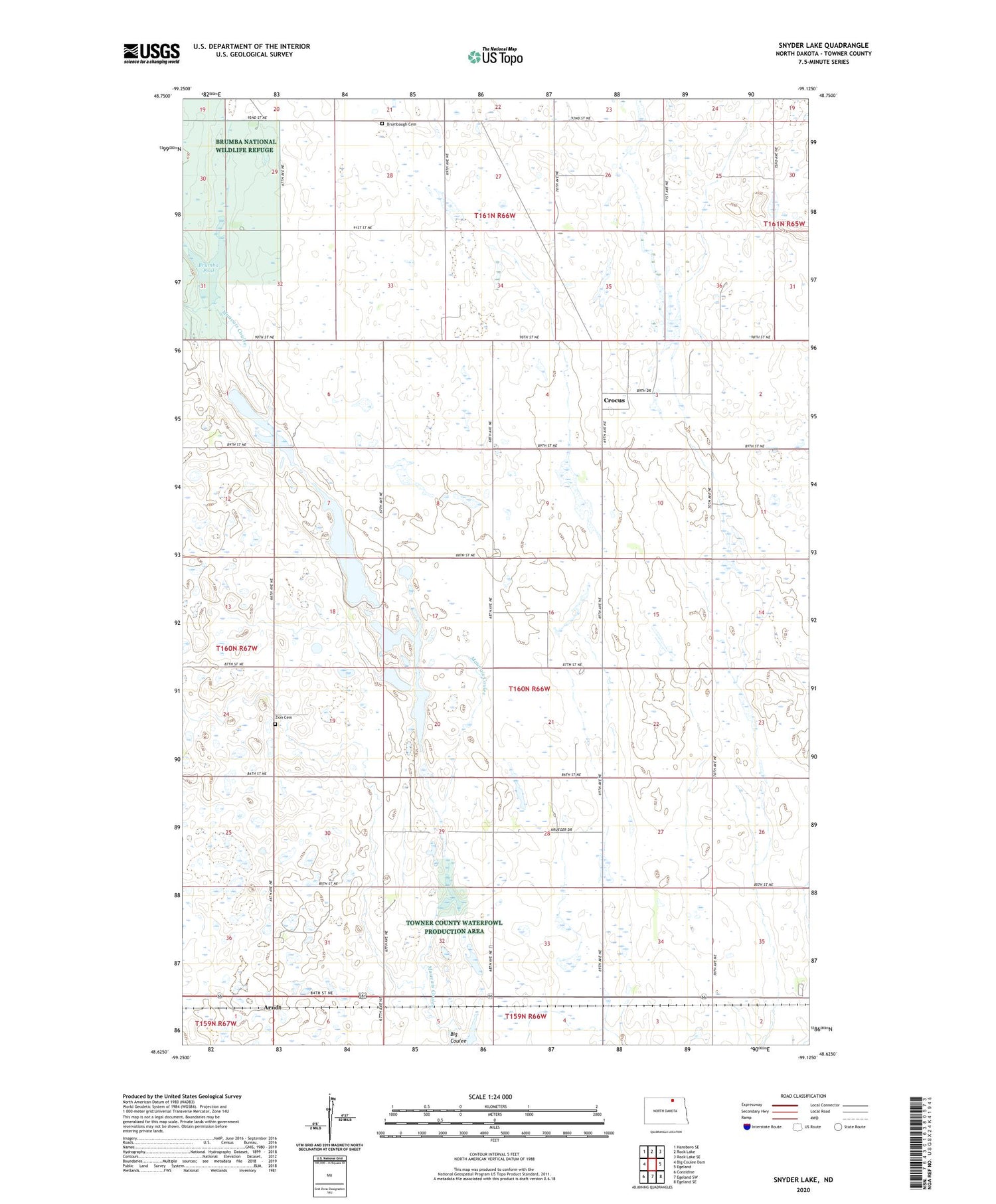 Snyder Lake North Dakota US Topo Map Image