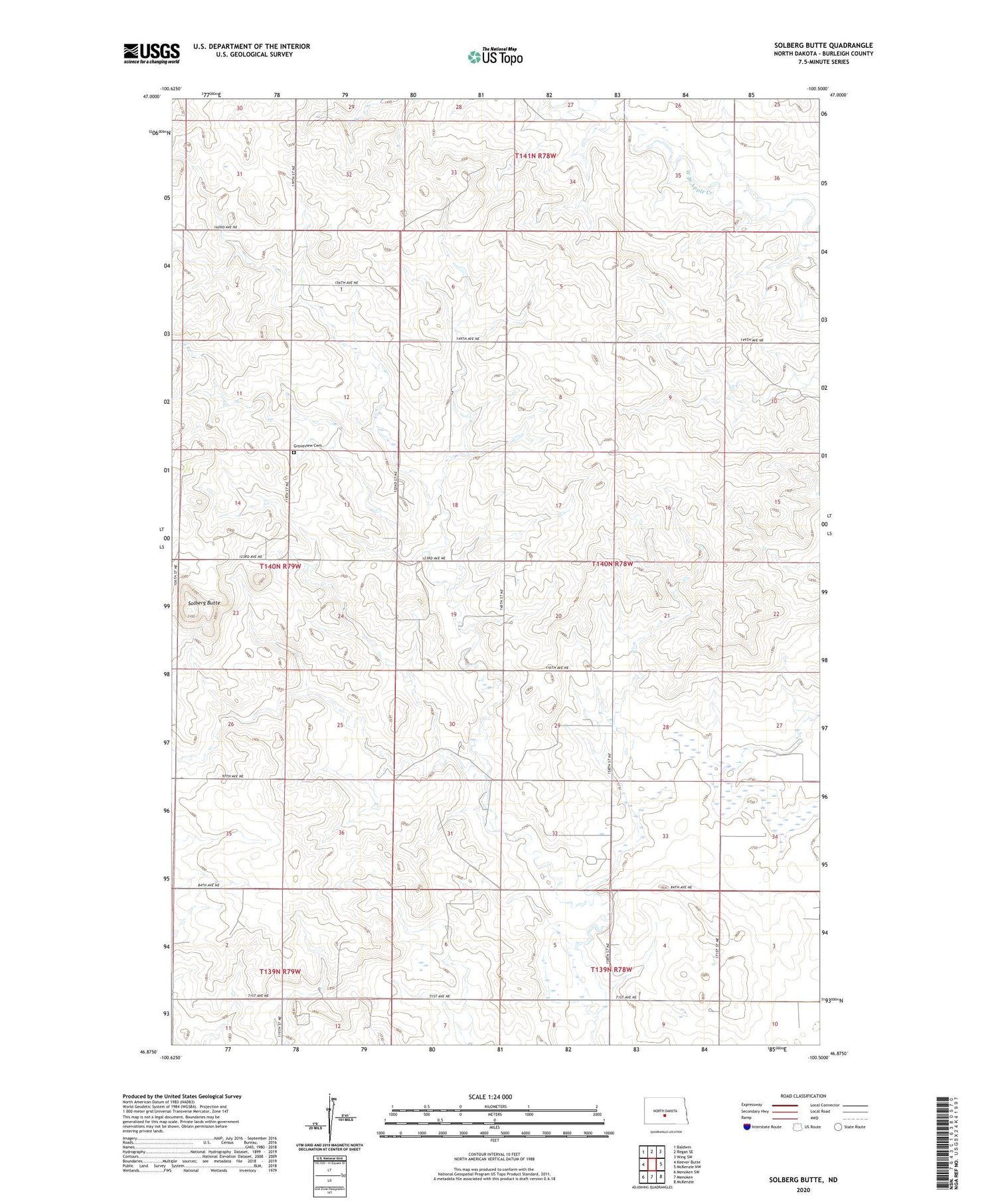 Solberg Butte North Dakota US Topo Map Image