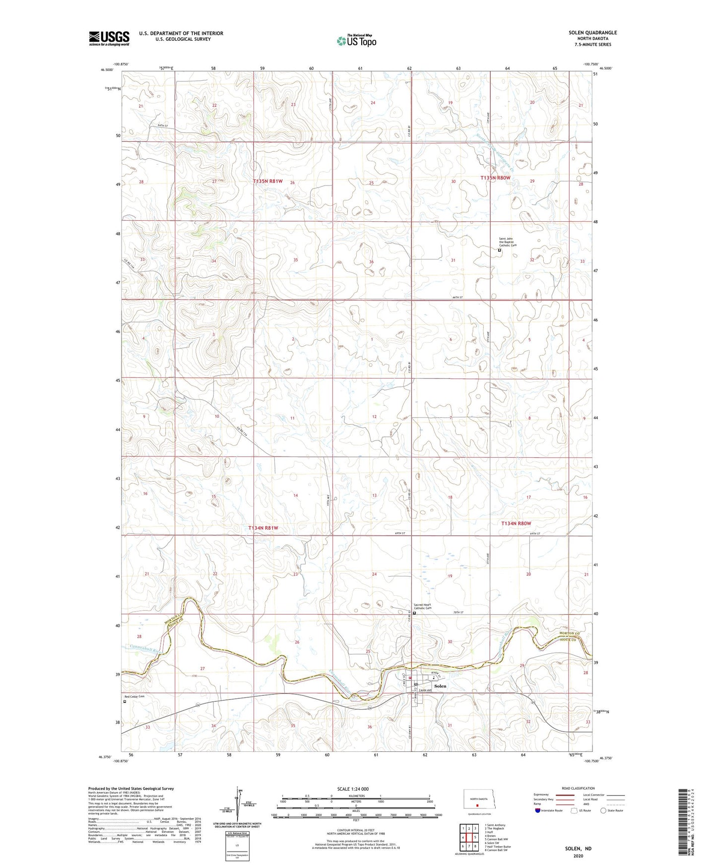 Solen North Dakota US Topo Map Image