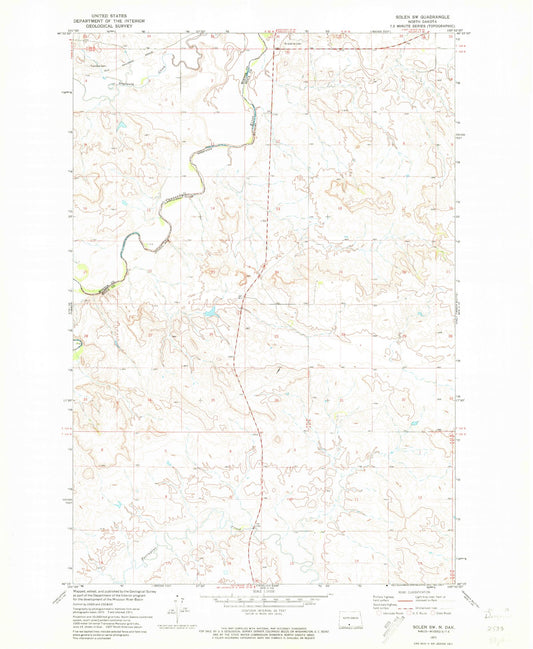 Classic USGS Solen SW North Dakota 7.5'x7.5' Topo Map Image