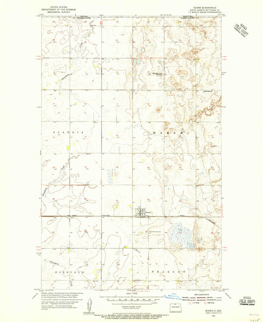 Classic USGS Souris North Dakota 7.5'x7.5' Topo Map Image