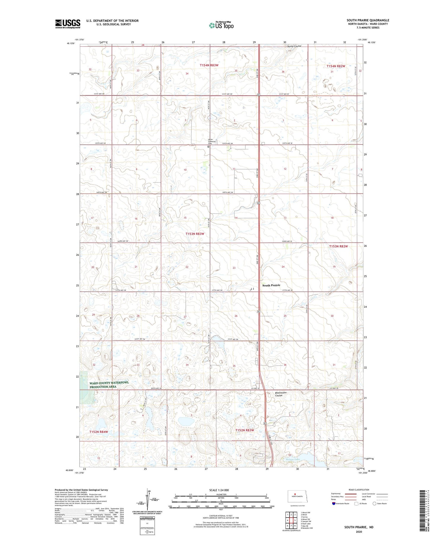 South Prairie North Dakota US Topo Map Image