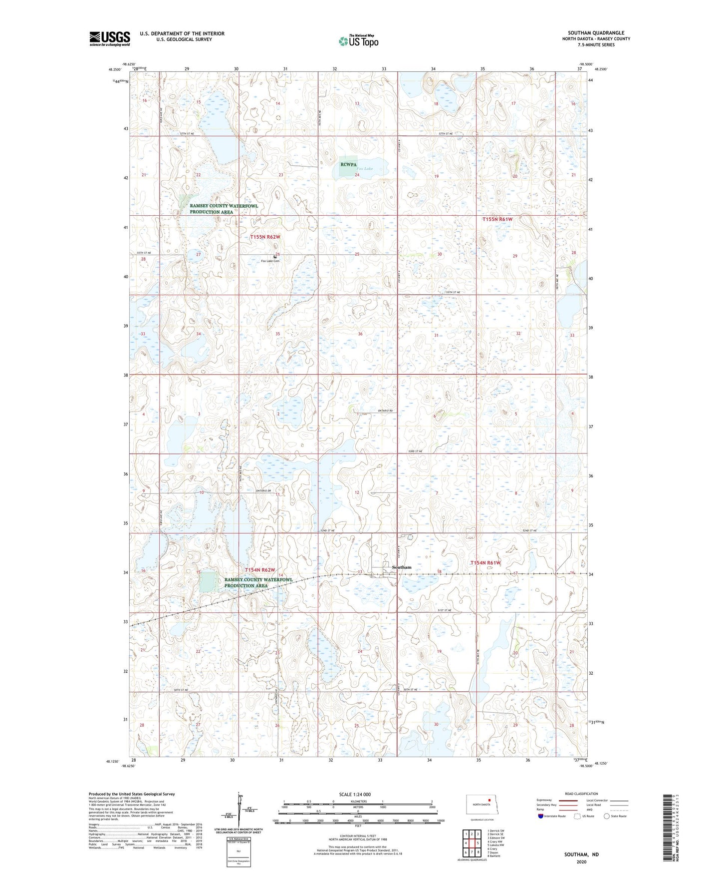 Southam North Dakota US Topo Map Image