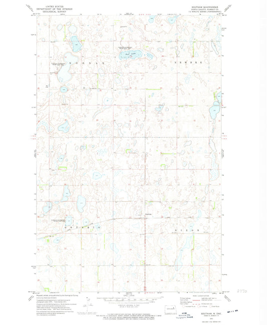 Classic USGS Southam North Dakota 7.5'x7.5' Topo Map Image