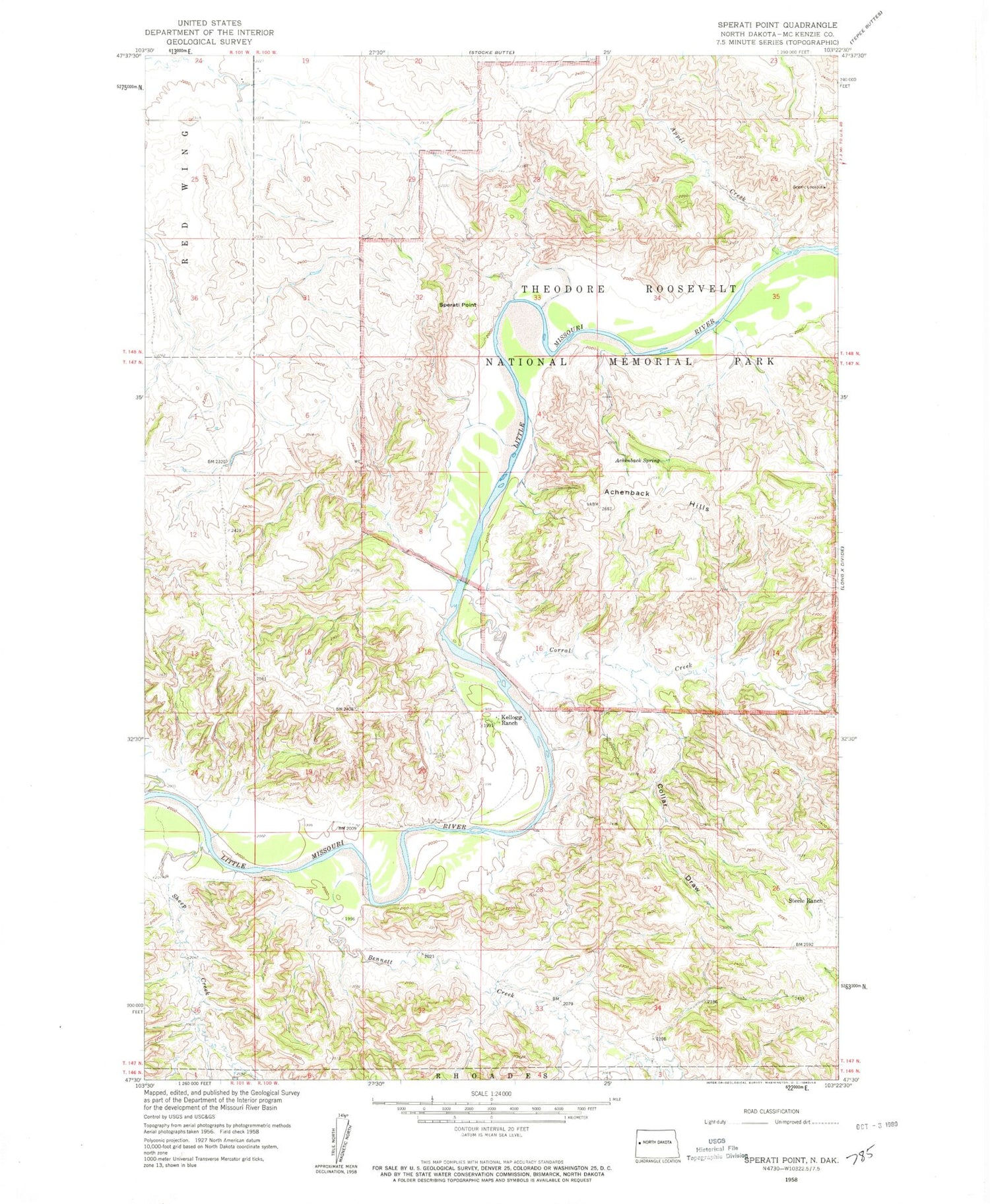 Classic USGS Sperati Point North Dakota 7.5'x7.5' Topo Map Image