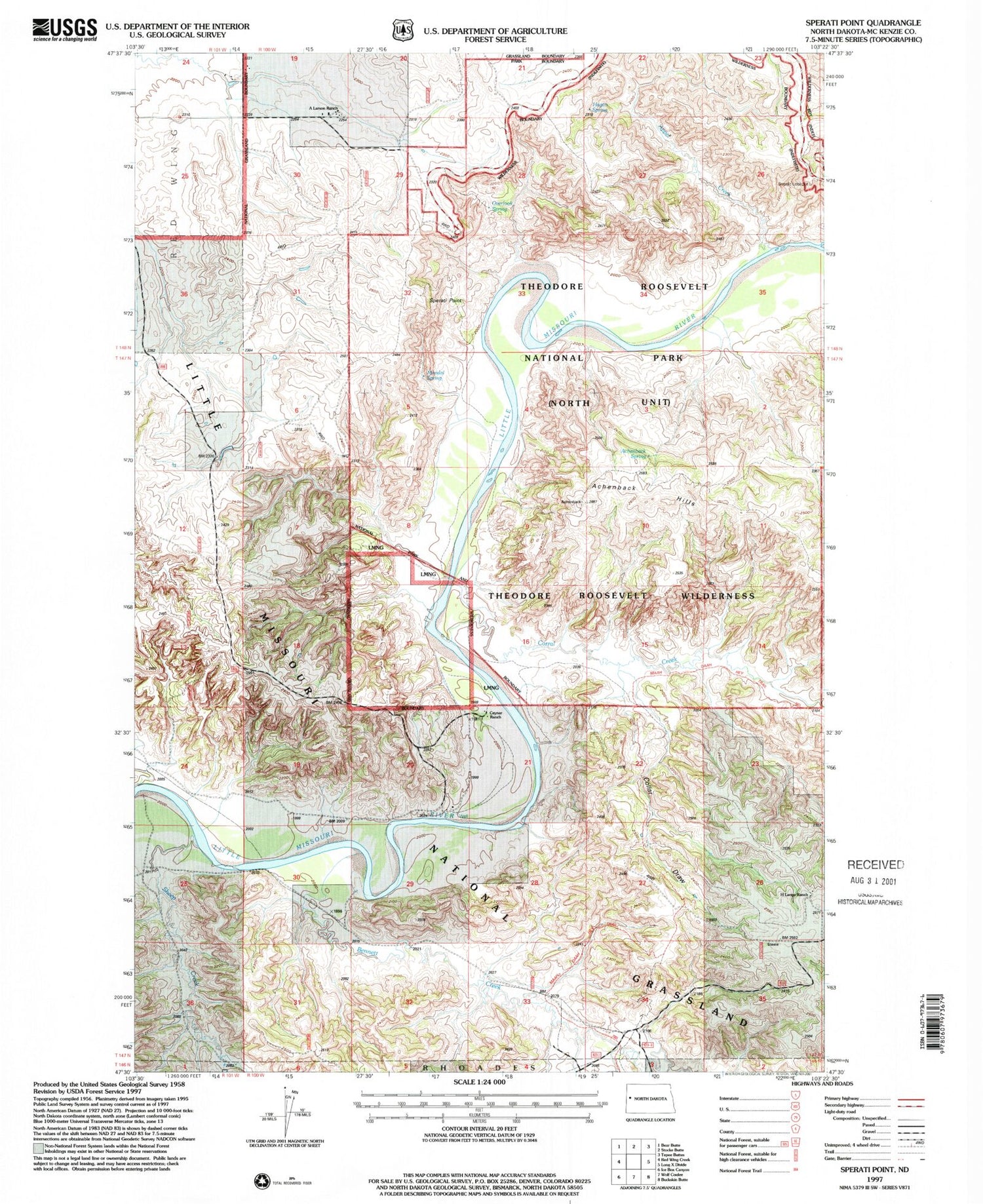 Classic USGS Sperati Point North Dakota 7.5'x7.5' Topo Map Image