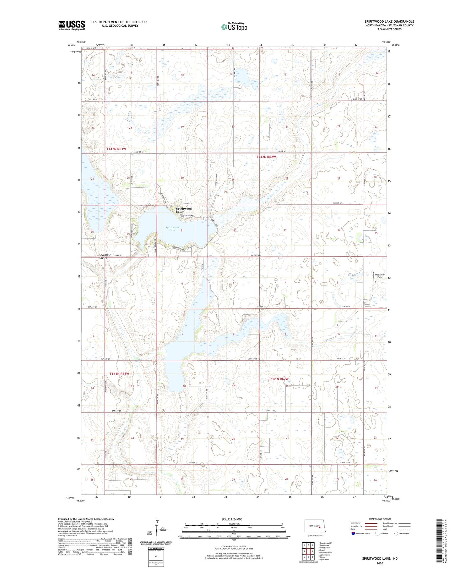Spiritwood Lake North Dakota US Topo Map Image