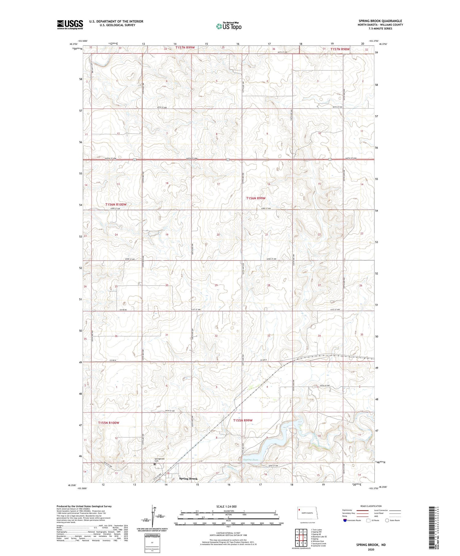 Spring Brook North Dakota US Topo Map Image