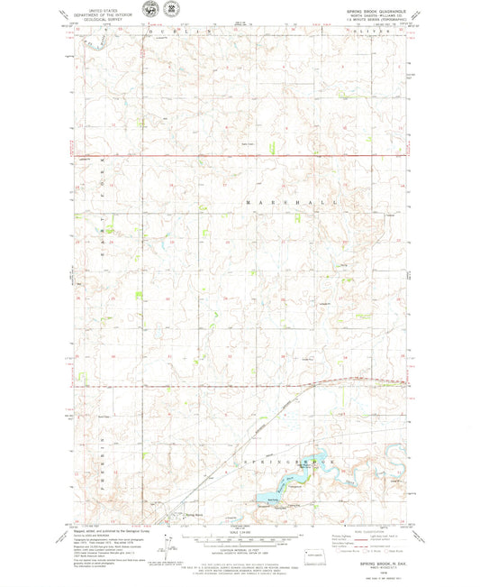 Classic USGS Spring Brook North Dakota 7.5'x7.5' Topo Map Image