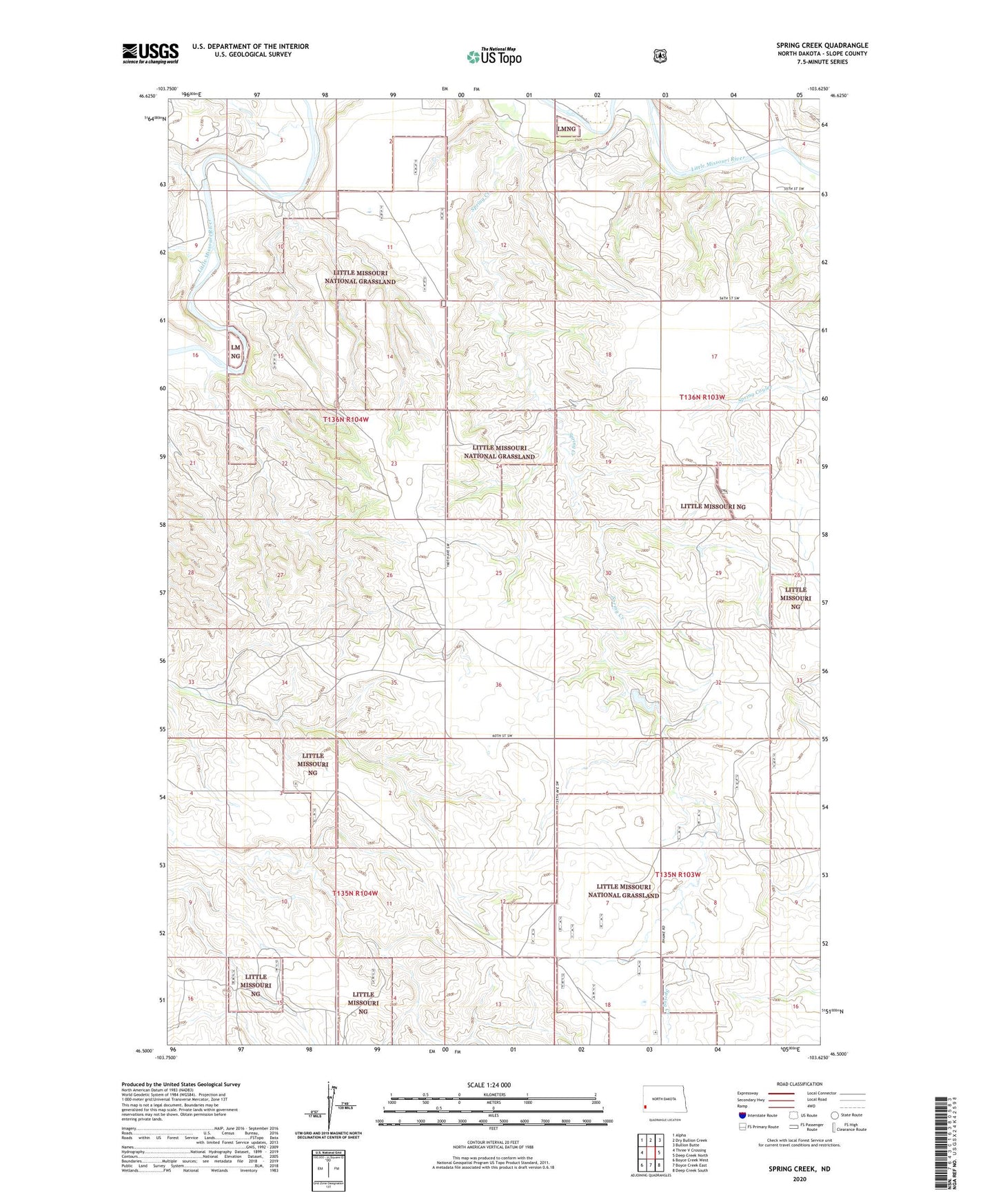 Spring Creek North Dakota US Topo Map Image